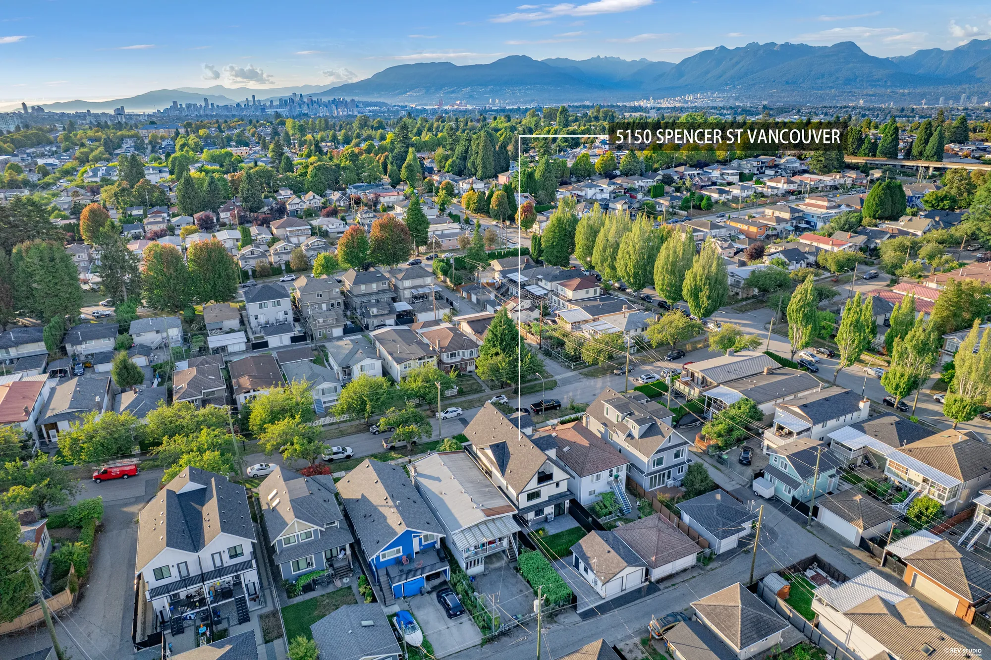 A second aerial over the neighbourhood with the property marked