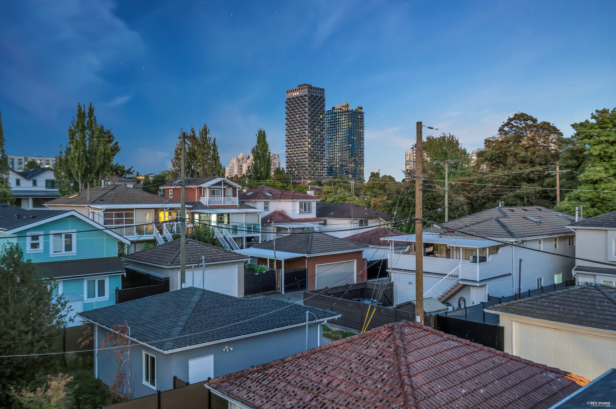 The neighbouring houses along the block